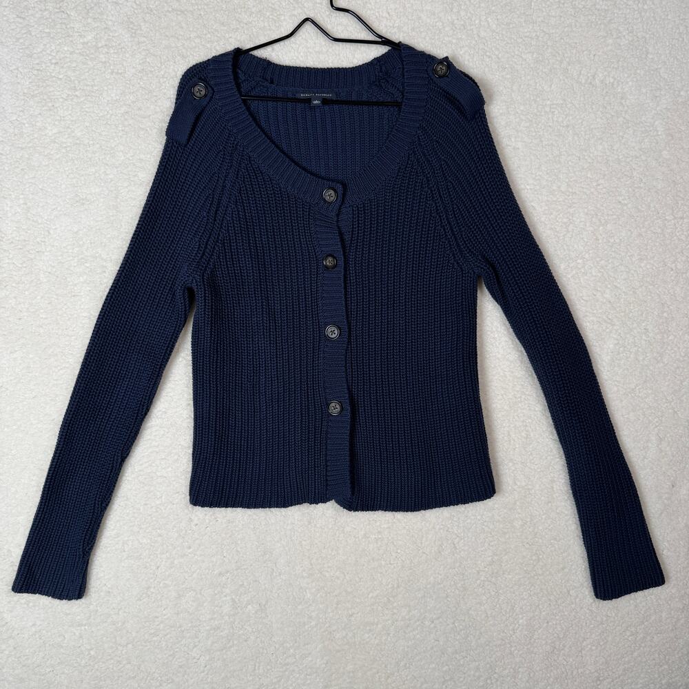 Banana Republic Sweater Womens L Knit‎ Button Cotton Casual Preppy Classic Navy